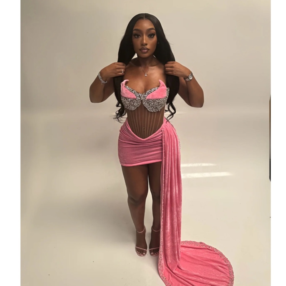 Pink Strapless Birthday Dress with Silver Accents